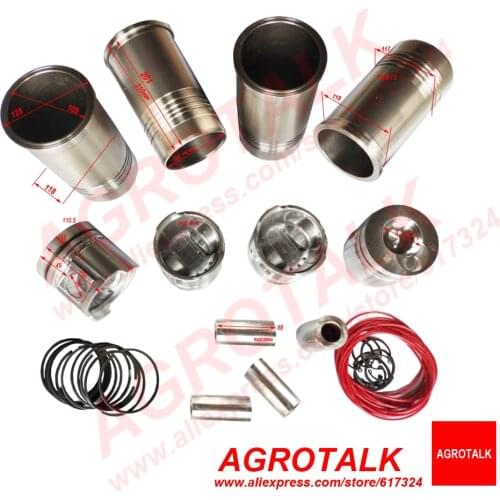 Set of pistons, liners, piston rings, piston pins and circlips for Yituo engine LR4105Z, part number