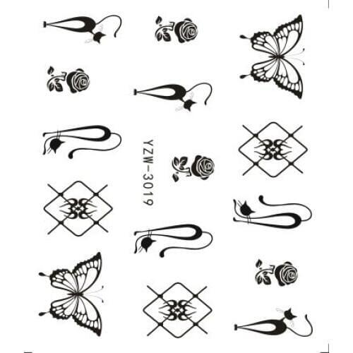 Nail Stickers Black Necklace Jewelry Nail Art Water Transfer Stickers Decals Fruit/Geometric Pattern Manicure Decor