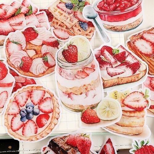 20 Pcs/Pack Fruit Dessert Cake Stickers Kawaii Strawberry Food Scrapbooking Stickers DIY Decoration Journal Diary Craft