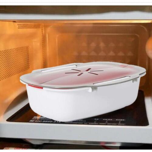 Non-toxic And Healthy Microwave Steamer Basket Boxes Safe Food Shelf Cookware Steaming Dish Cooking Pot Household Kitchen Gadget