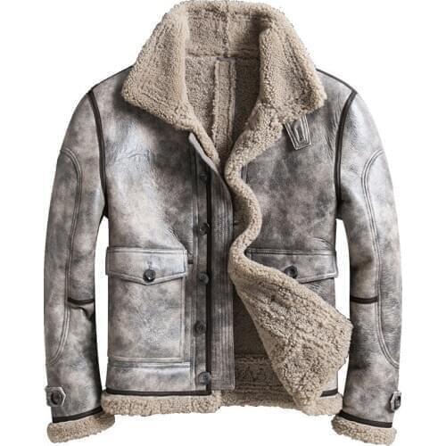 Fur One New Men Genuine Leather Jacket High Quality Sheepskin Jacket Mens Short Winter Shearling Jacket Real Fur Coat Men