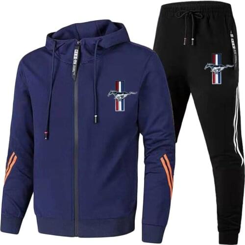 New brand mens sports suit for autumn/winter 2021 mens zippered cardigan jacket + sweatpants two-piece casual running suit