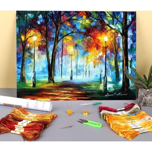 Autumn Fog Pre-Printed 11CT Cross-Stitch Complete Kit DIY Embroidery DMC Threads Knitting Handmade Handiwork Painting Gift