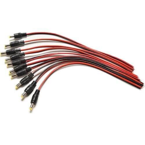 Wire Cord Adapter For Security Camera Led Strip Connector 5.5mm * 2.1mm New 10pcs/lot 29cm 12V DC Power Pigtail Male Cable Plug