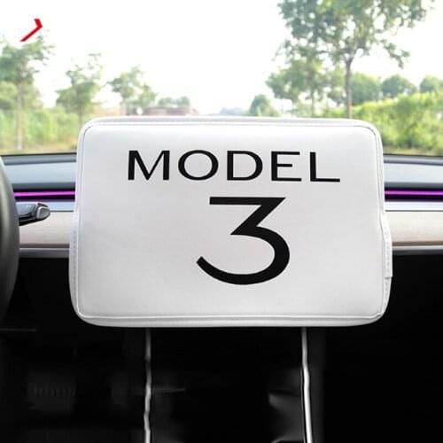 Suitable for Tesla Model 3 Have Logo Leather central control navigation screen heat shield screen scratch-resistant dust cover