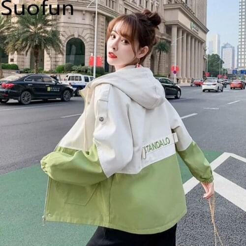 Casual Patchwork Wind Work Jacket Girls Spring And Autumn 2021 New Fashion Junior School Students Korean Loose Short Clothes