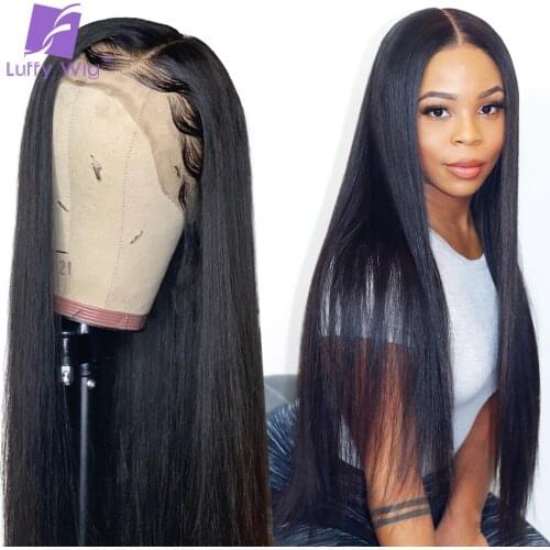 HD Transparent 13x6 Lace Front Human Hair Wigs Brazilian Remy Hair Wig Silky Straight 200% Density Wig For Black Women luffywig