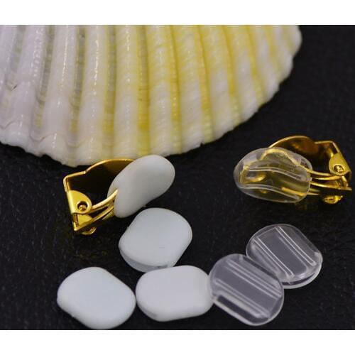 50 PCS 8.2*10.2mm White Transparent Silicone Ear Clip Pad Anti-pain Earrings Components DIY Jewelry Findings