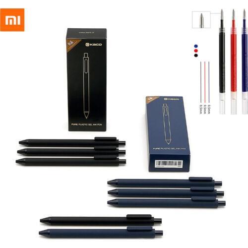 5pcs/Pack Xiaomi KACO Sign Pen 0.5mm Pen Signing Pen ABS Smooth Ink bLACK Blue Red Green Colorful Refill Student School Office