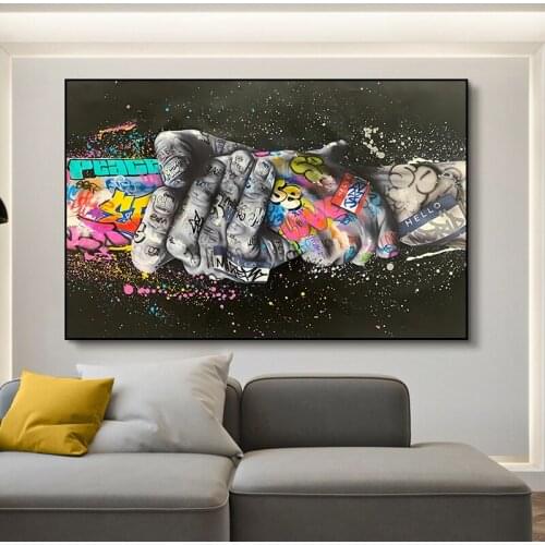 Hands Hold Tight Street Graffiti Art Canvas Painting Wall Art Posters And Prints Picture for Living Room Cuadros Home Decoration