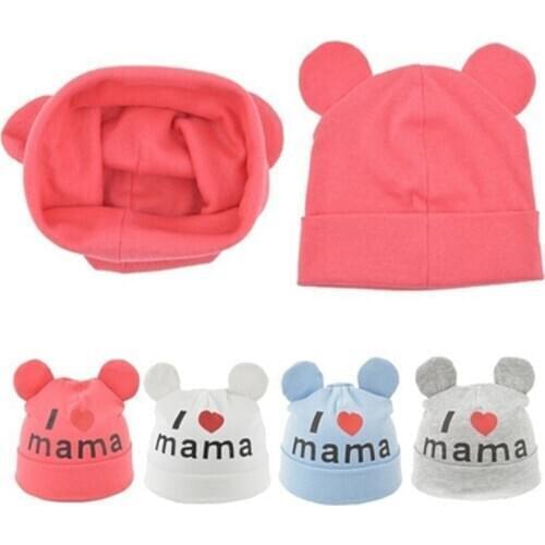 Spring Autumn Baby Cap Kids Girl Boy I LOVE MAMA Print Baby Hats Knitted Warm Cotton Beanie Hat for Toddler Baby