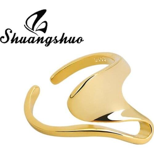 Shuangshuo Unique Style Irregular Curve Finger Ring Punk Wave Shape Cocktail Ring for Woman Men Party Jewelry Engagement Gift