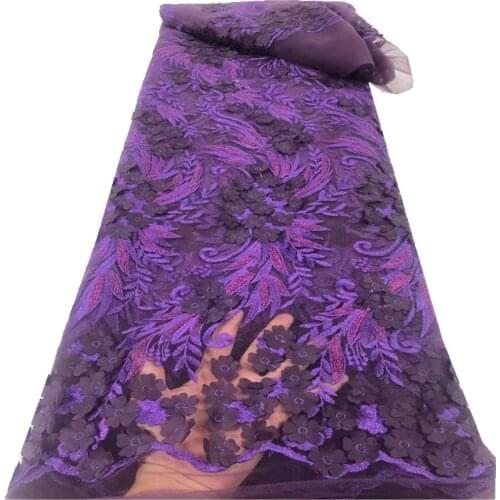 SJ Lace 2021 High Quality African French Sequins Net Lace Fabric For Wedding Latest 3D Flower Nigerian Lace Fabrics Sewing r4-17