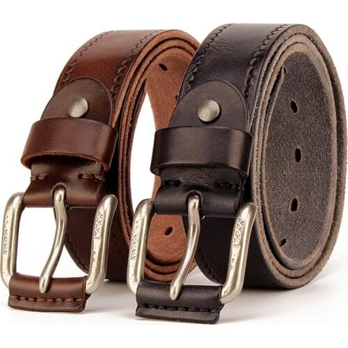 SLIGOLEEE Designer belt men luxury 100% Full grain thick cowhide genuine leather vintage 3.8cm masculine soft belt