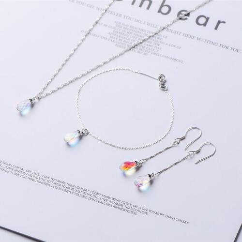 Glass Jewelry Drop Shape Three-piece Suit Gift Necklace Color Prism
