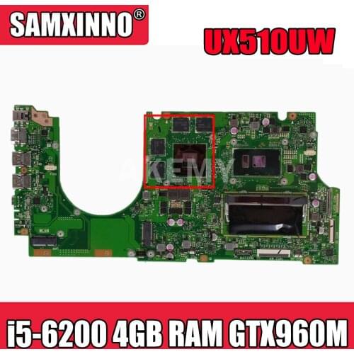 UX510UW i5-6200 CPU 4GB RAM GTX960M mainboard For ASUS UX510 UX510U UX510UXK UWK UX510UX UW laptop motherboard 90NB0BW1-R00030