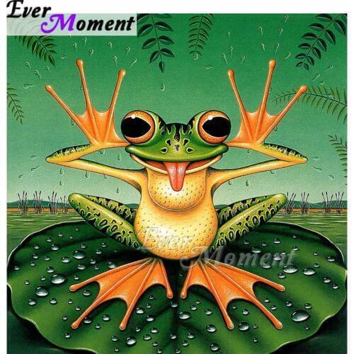 Ever Moment DIY Fun Diamond Painting Naughty Frog Rhinestones Mosaic Diamond Embroidery Animals Handwork Room Decoration ASF1038