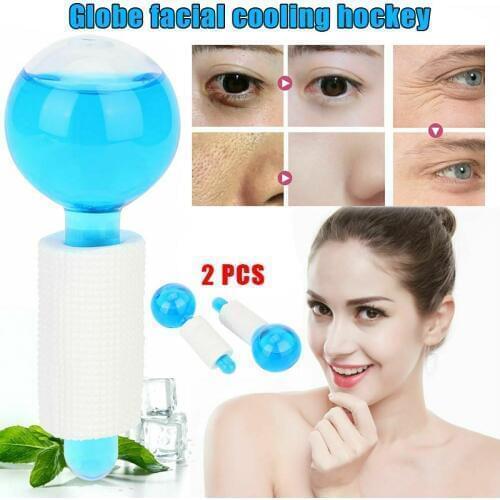Women 2pcs Facial Massage Globe Facial Cooling Globe Ball Beauty Face Neck Massage Tool Ice Hockey Energy Beauty Crystal Ball MF