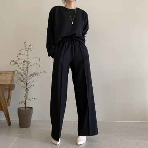 Autumn Winter Women Two Piece Set Outfits Long Sleeve Tops and High Wasit Wide Leg Long Pants Casual Ladies 2 Piece Set Elegant