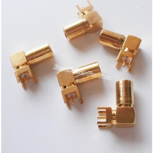 10Pcs SMB female pin right angle thru hole jack PCB Mount RF Coax connector Goldplated
