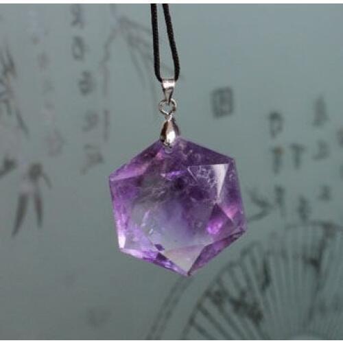 100% NATURAL amethyst quartz crystal point Star of David pendant