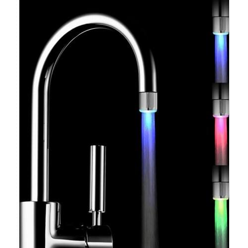 7 Color Changing Water Temperature Sensor LED Light Faucet Water Faucet Glow Shower Stream With Adaptor Kitchen Accessories