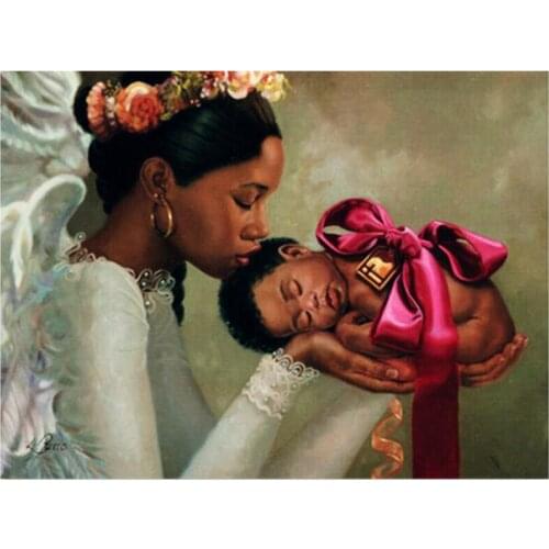 African art diy diamond painting Mom and baby diamond embroidery full square round rhinestone mosaic puzzle cross stitch L35