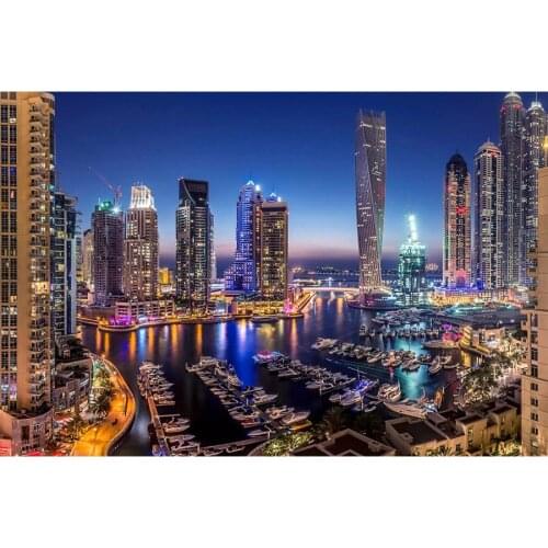 5d Diamond Painting Cross Stitch kits Dubai modern city night view 5D DIY Full Square round Mosaic Embroidery Rhinestone picture