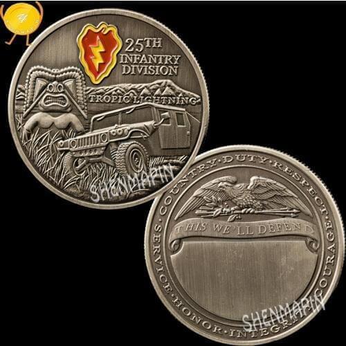 US Army Tropic Lightning 25th Infantry Division Commemorative Coin Honor Coins Collectibles Service Honor Integrity Courage