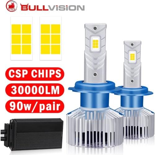 Bullvision 30000LM H4 H7 Canbus LED H8 H9 H11 9005 HB3 9006 HB4 Car LED Light Headlight 120W Super bright Turbo Fog Lamp 6000K