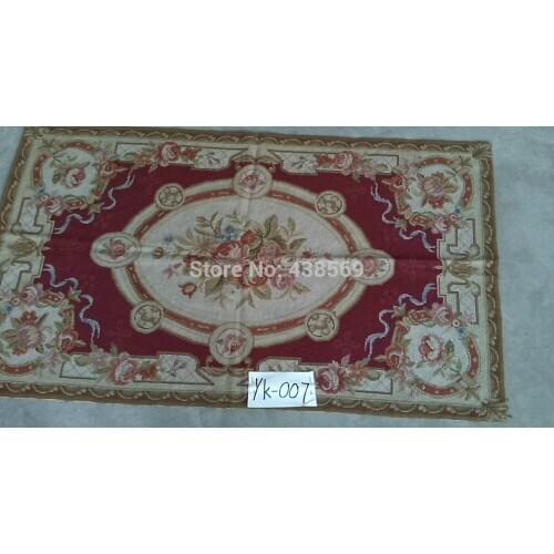 Free shipping 10K 3'x5' small carpets rugs needlepoint woolen rugs RED floral design
