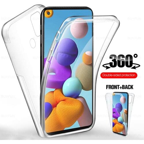 For Samsung A21S 360 Full Body Cases for Samsung Galaxy A40 A70 Double Side Silicone TPU Transparent Coque galaxy a30 Fundas