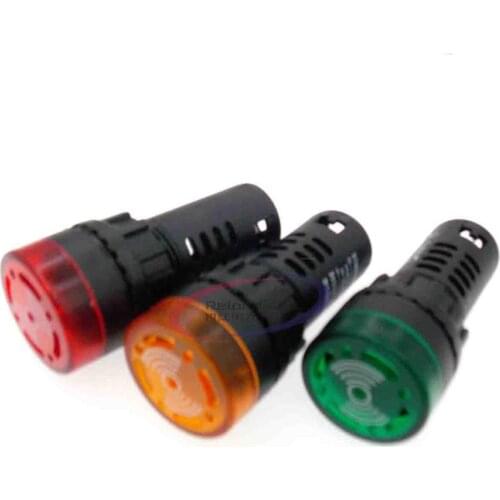AD16-22SM Flash LED Alarm Indicator Light Signal Lamp Flash Buzzer DC 12V 24V AC 110V 220V 22mm