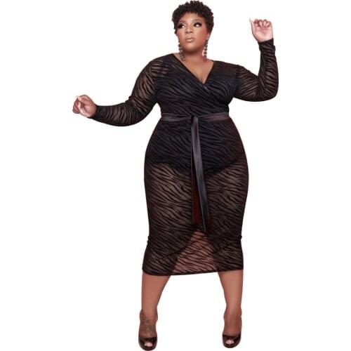 Fleece Mesh Black Solid Color V-neck Femme Outfit Long Sleeve Black Elegant Maxi Dresses for Women Wholesale Drop Shipping