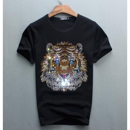 Mens T-shirt Top Fashion Short Sleeve Tops Men Tshirt Loose Casual Tee Hip Hop man and women Hot drill