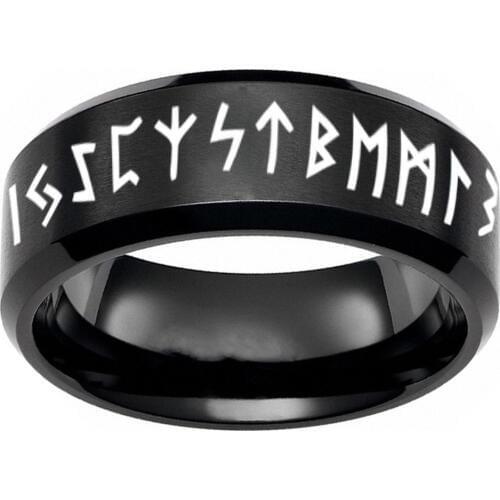 Stainless Steel Viking Scandinavian Black /Gold/Blue Color Ring Female Fashion Norse Rune Rings For Women Amulet Jewelry