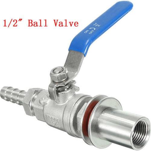 1/2" Stainless Steel Weldless Compact Ball Valve Barb-Homebrew Beer Kettle Pot Brew Wine Faucet Electric Hot Water Parts