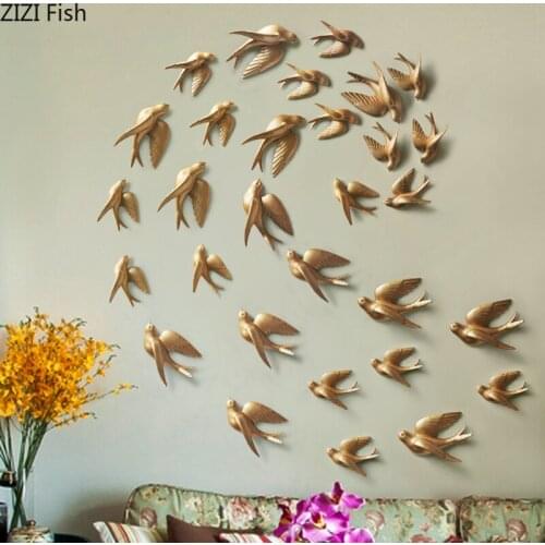 Creative Art Solid Color Resin Animal Bird Pendant Living Room Background Wall 3D Stereo Peace Dove Wall Decoration Accessories