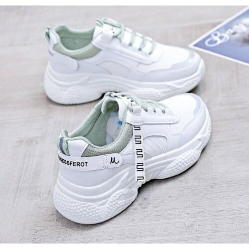 Womens Sneakers Tennis Sports Shoes Korean Thick-soled White Casual Shoes Spring Autumn Breathable Mesh Platform Sneakers