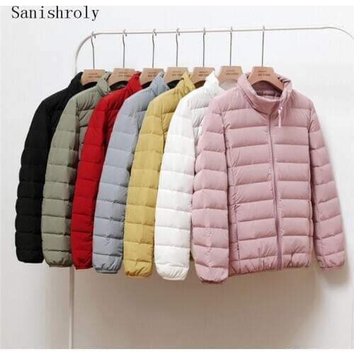 Sanishroly Plus Size 3XL Autumn Winter Women Stand Collar White Duck Down Jacket Female Ultra Light Down Outwears Short Top 1136