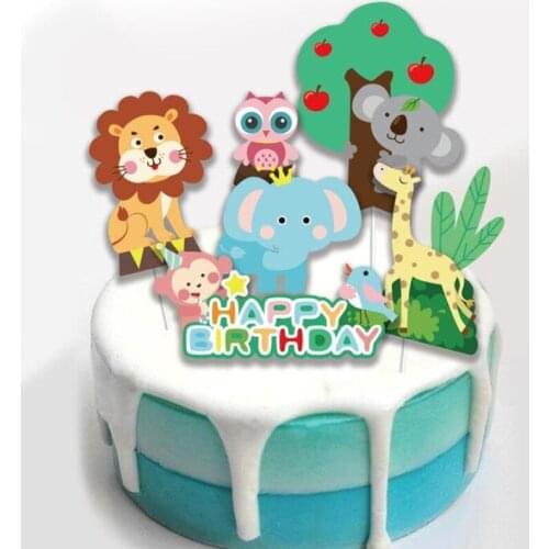 Lion Forest Wild Animals Cake Topper Kids One 1st Birthday Party Jungle Animals Birthday Party Safari Baby Shower Favor
