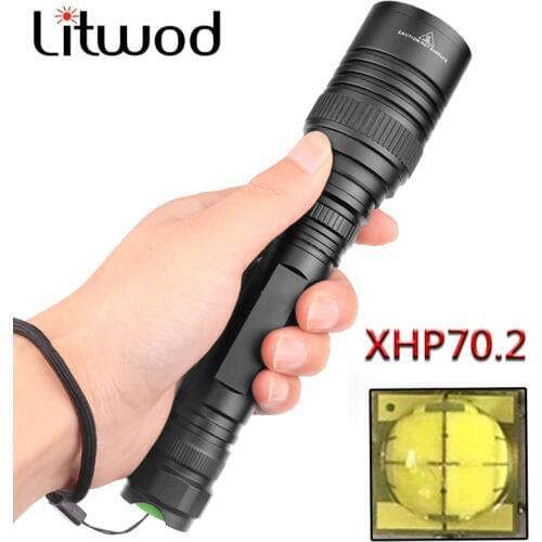 Litwod Z20V53 CREE XHP70.2 convoy lens 32w chip lamp 18650 3200lm powerful Tactical LED flashlight torch zoomable light
