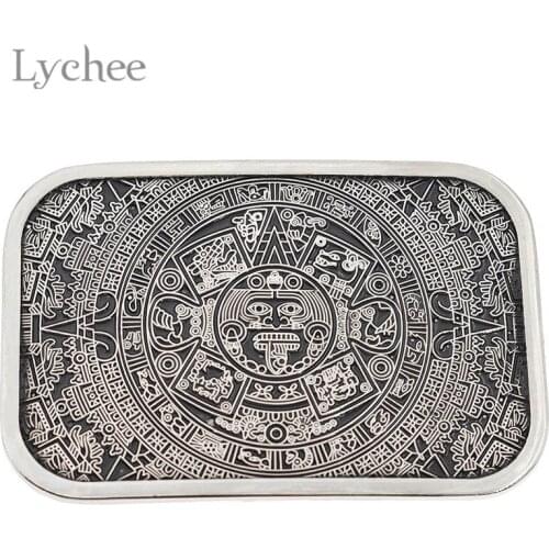 Lychee Life Vintage Alloy Belt Buckle High Quality Antique Silver Belt Buckle DIY Sewing Accessories