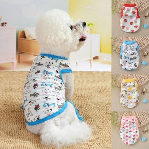 Soft Cotton Puppy Dog Cat T-shirt Vest for Small Dogs Summer Cooling Pet Clothes Chihuahua Shih Tzu Shirts Pets Clothing Outfit