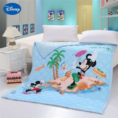 Disney Cartoon Mickey Mouse Beach Shell Sea Quilt Comforter Bedding Cotton Cover 150*200cm Size Soft Summer Boys Baby Home Blue