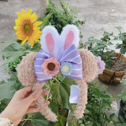 Duffy Girlfriend ShellieMay Flower bunny ear Headband Plush Headband Ears