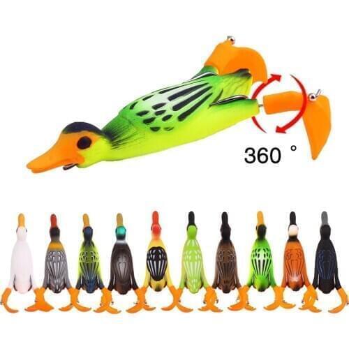 1 PC Propeller flipper duck Fishing Lure Ducking Fishing Frog Lure 9.5cm 11.2gArtificial Bait Duckling 3D Eyes Day Baits Bass
