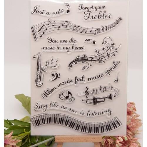 Music Note Transparent Clear Silicone Stamp DIY Diary Scrapbooking Card