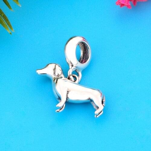 Real 925 Sterling Silver Polishing Shepherd Dangle Charm Animal Beads Fit Original Charm Bracelet Fashion Jewelry Making 2022