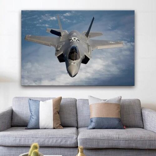 F 35 joint fighter jet airplane plane bomber living room decoration home wall art decor wood frame fabric poster